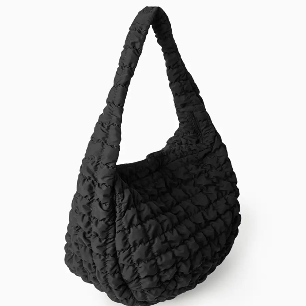 COS oversized black quilted bag in black